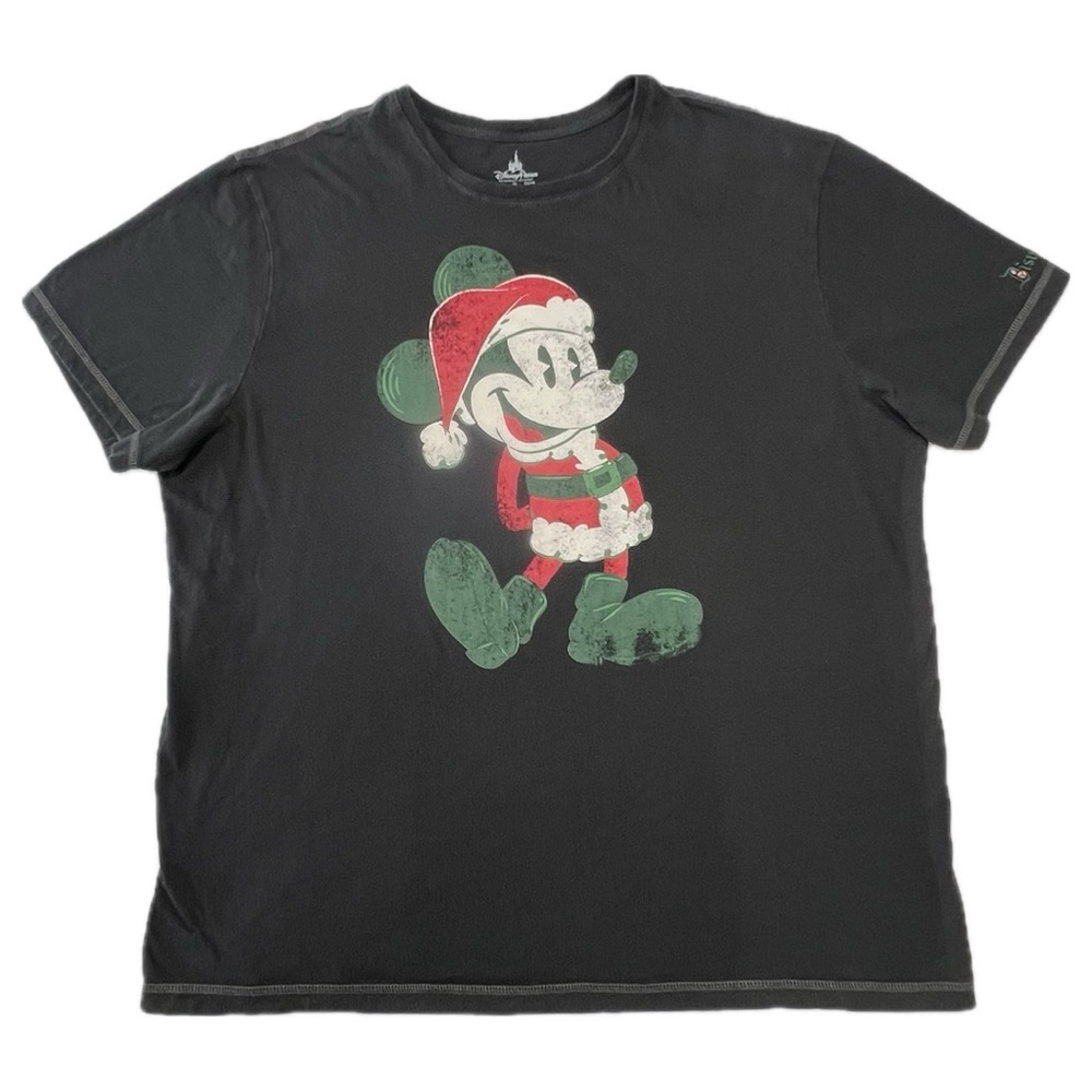 Disney Parks Mickey Mouse Santa Graphic Tee Disneyland DLR Black XL